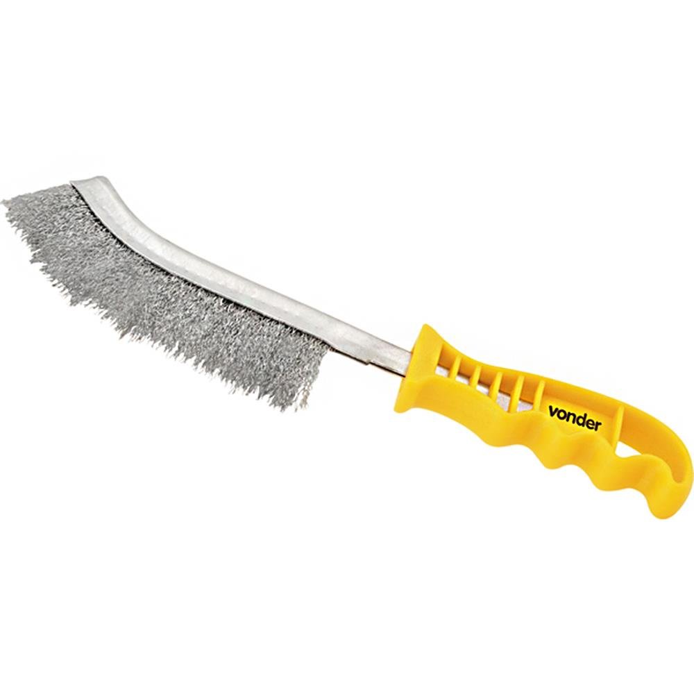 ESCOVA DE AÇO COM CABO DE PLÁSTICO PARA LIMPEZA