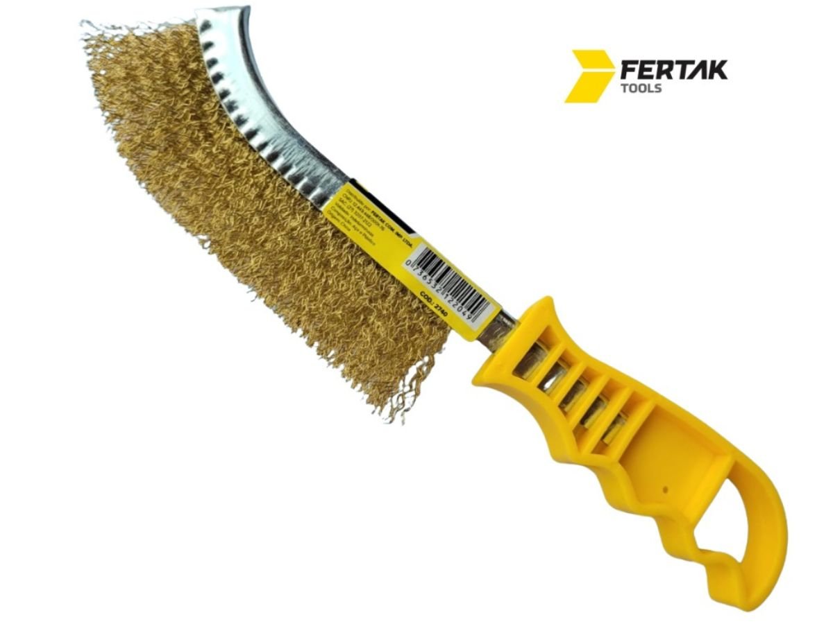 ESCOVA DE AÇO COM CABO DE PLÁSTICO PARA LIMPEZA