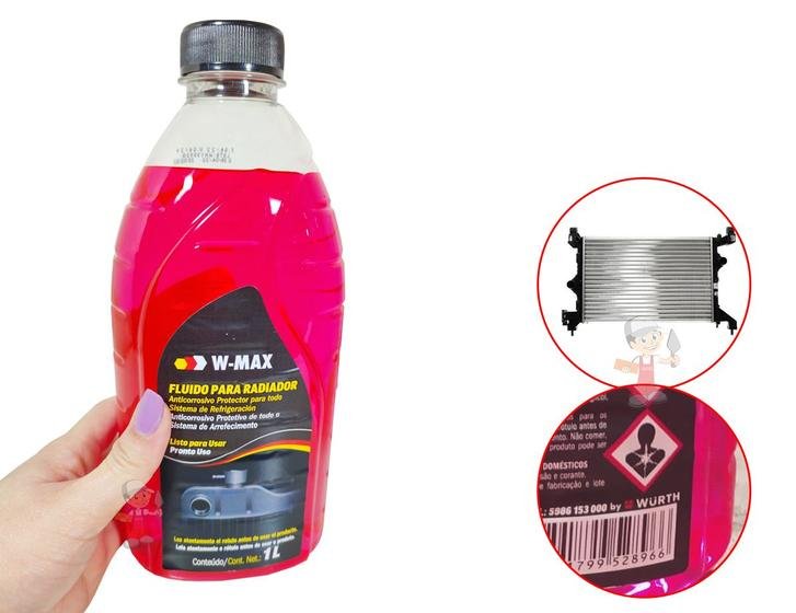 ADITIVO RADIADOR ROSA MULTIMARCAS - ADITIVO PARA RADIADOR W-MAX WURTH PRONTO PARA USAR - 1 LITRO