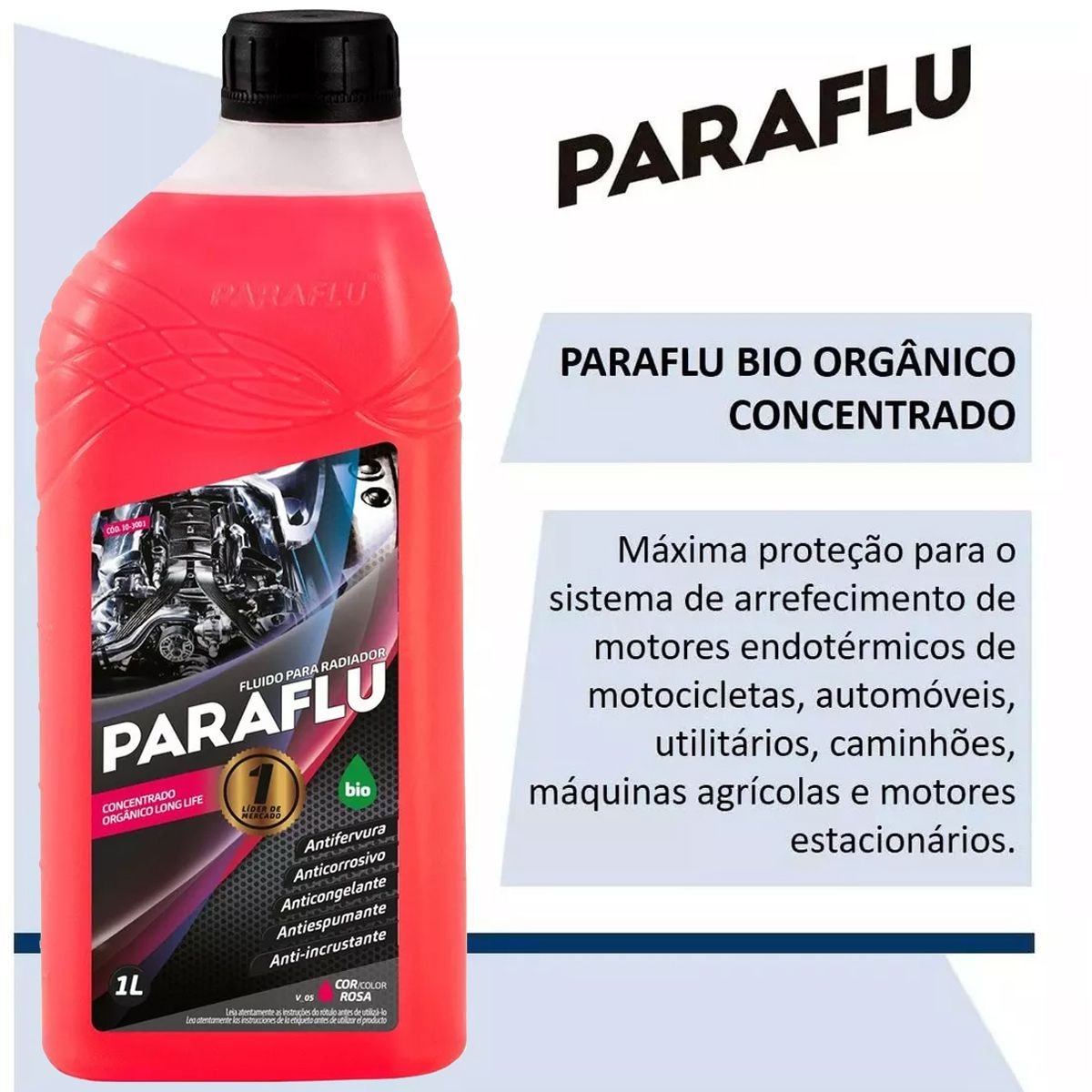 ADITIVO RADIADOR ROSA PARAFLU PRONTO PARA USO 1 LITRO - PROTEÇÃO MÁXIMA PARA SEU MOTOR
