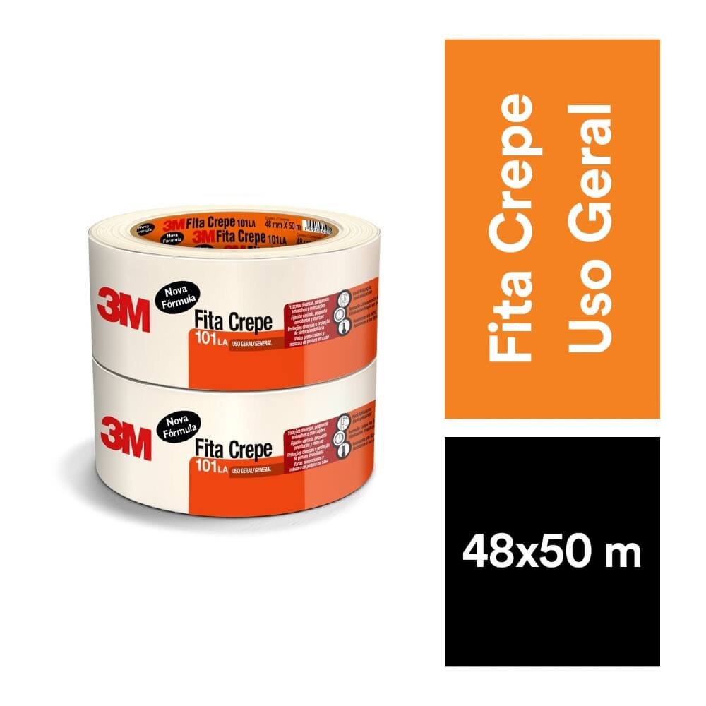 FITA CREPE 3M 101LA 48MM X 50M - Fita Crepe Multiuso para Pintura