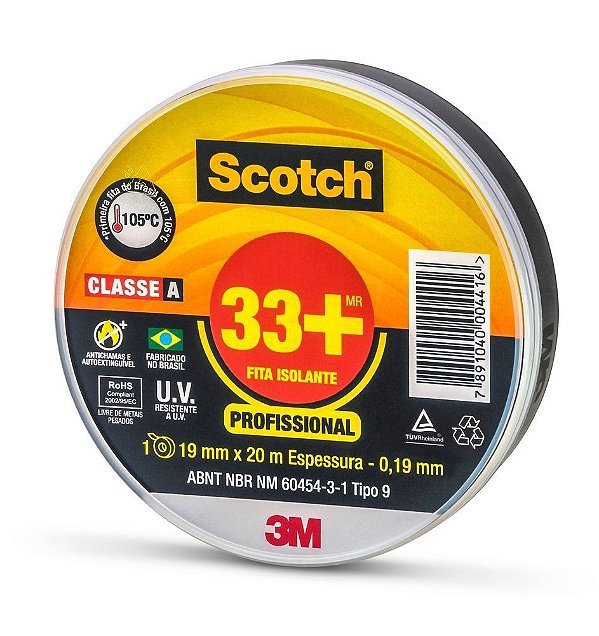 FITA ISOLANTE PRETA 19MM X 20M - VERSÁTIL PARA USO DOMÉSTICO E PROFISSIONAL