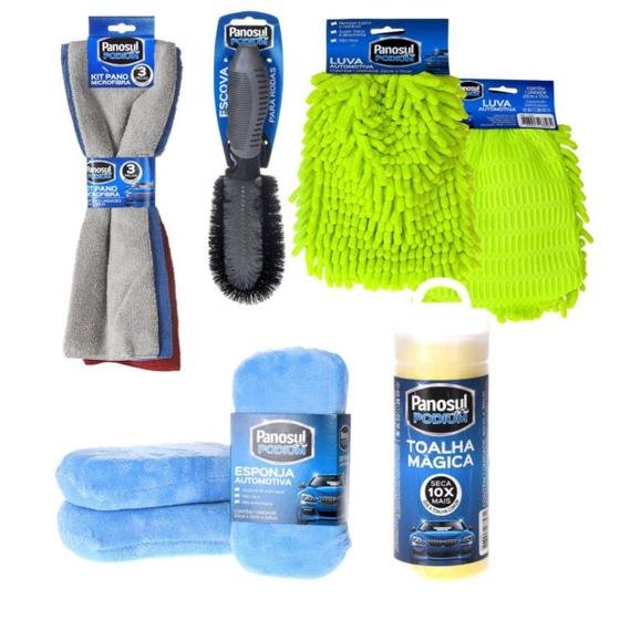 KIT LIMPEZA LAVA AUTO MULTIMARCAS - LUVA E TOALHA DE MICROFIBRA