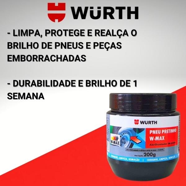 PNEU PRETINHO W-MAX 200G - BRILHO E PROTEÇÃO PARA PNEUS MULTIMARCAS