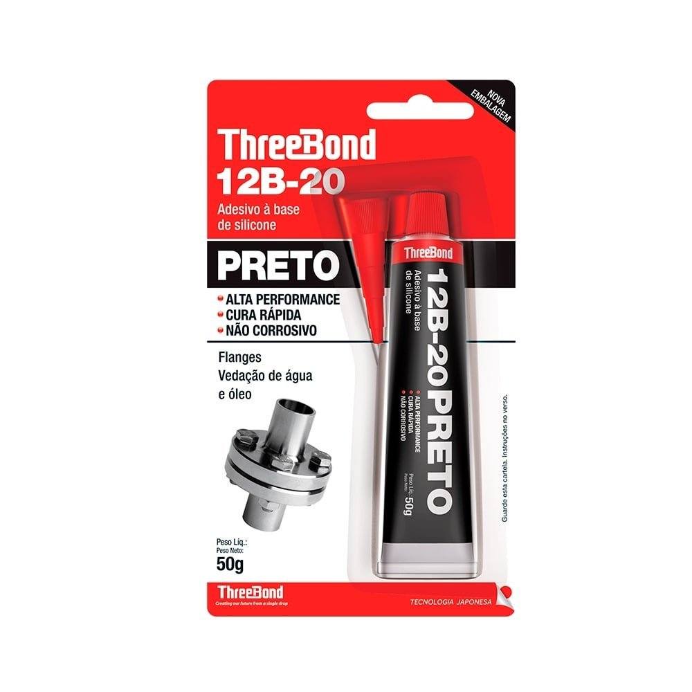 SILICONE PRETO ALTA TEMPERATURA THREE BOND 85g - MULTIMARCAS